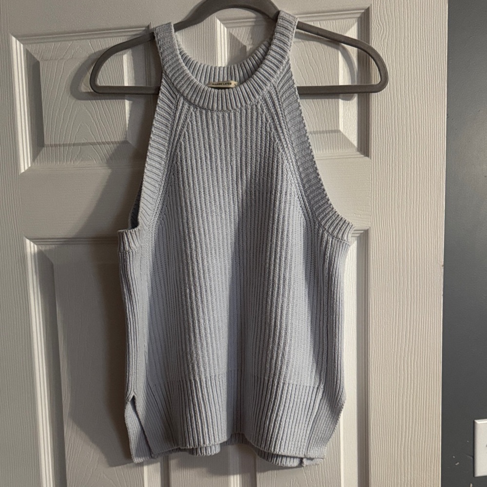 Marine Layer Ribbed Knit Tank Top - Light Blue